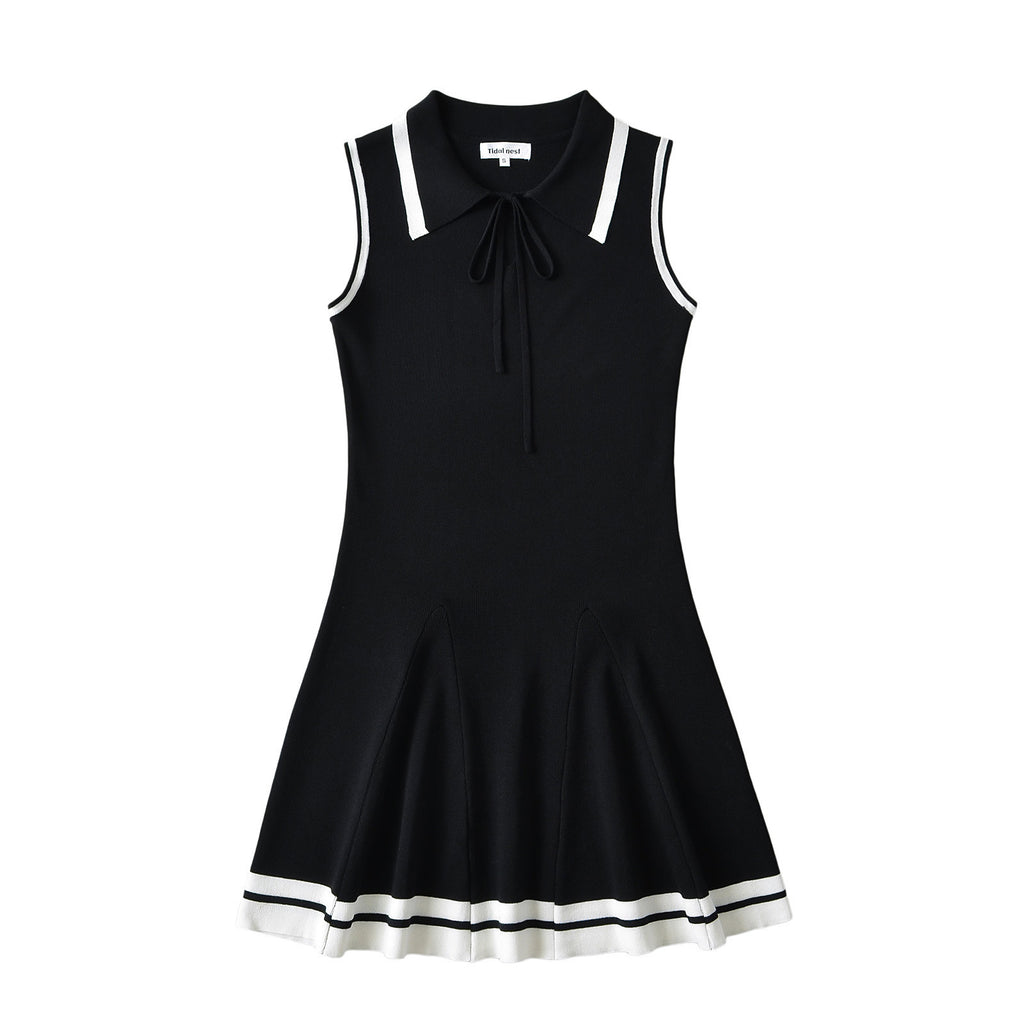 Knitted Lapel Butterfly Strap Sports Leisure Dress