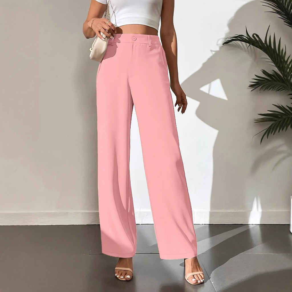 Plain Women's Clothing Temperament Leisure Straight-leg Pants