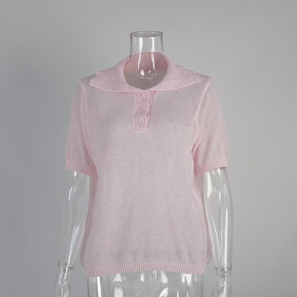 Polo Hollow Knitted Short-sleeved Shirt