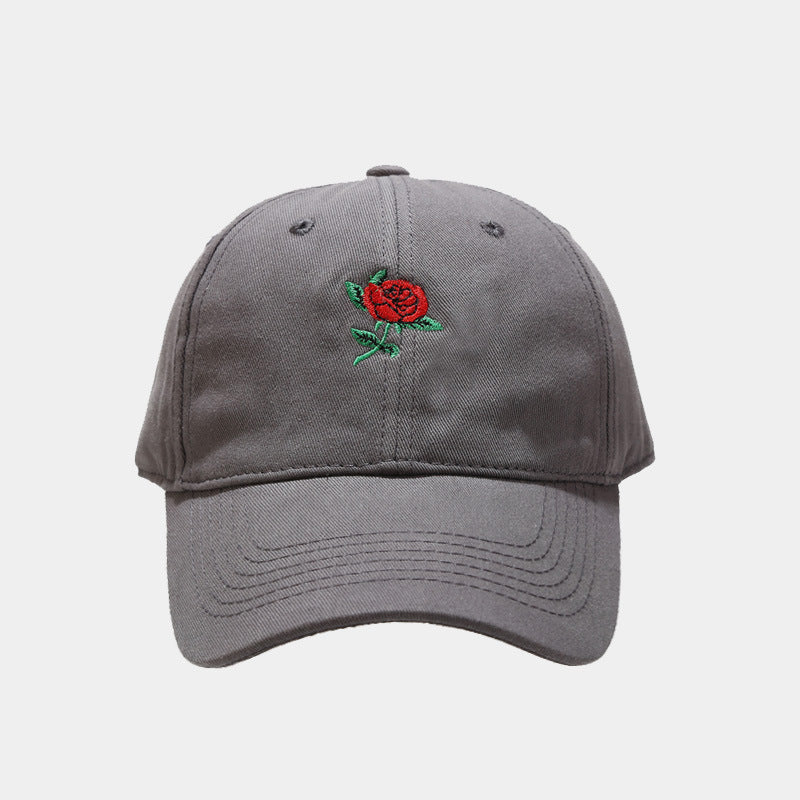 Women's Fashion Rose Embroidery Soft Top Baseball Cap