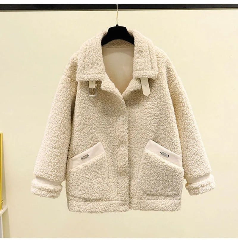 Lamb Wool Fur Integrated Wind-proof And Cold Protection Coat