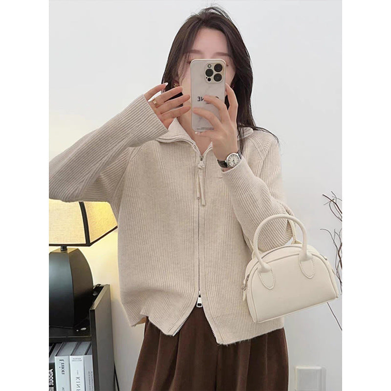 Spring Concise Idle Style Soft Glutinous Coat Thermal Knitting Coat