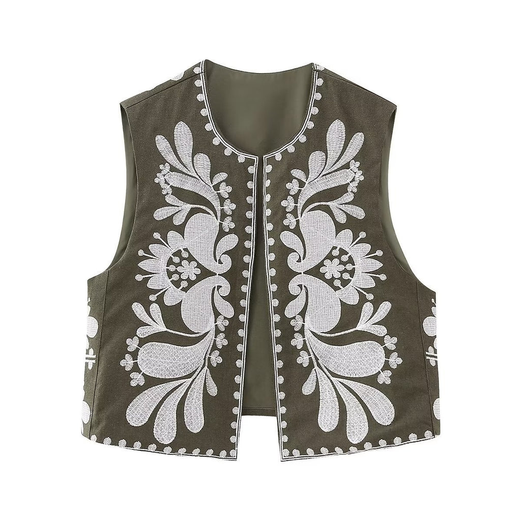 European And American Women's Clothing Sleeveless Embroidered Vest Women's Top