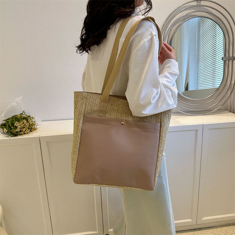 New Simple Casual One Shoulder Retro Large Capacity Tote Commuter Bag