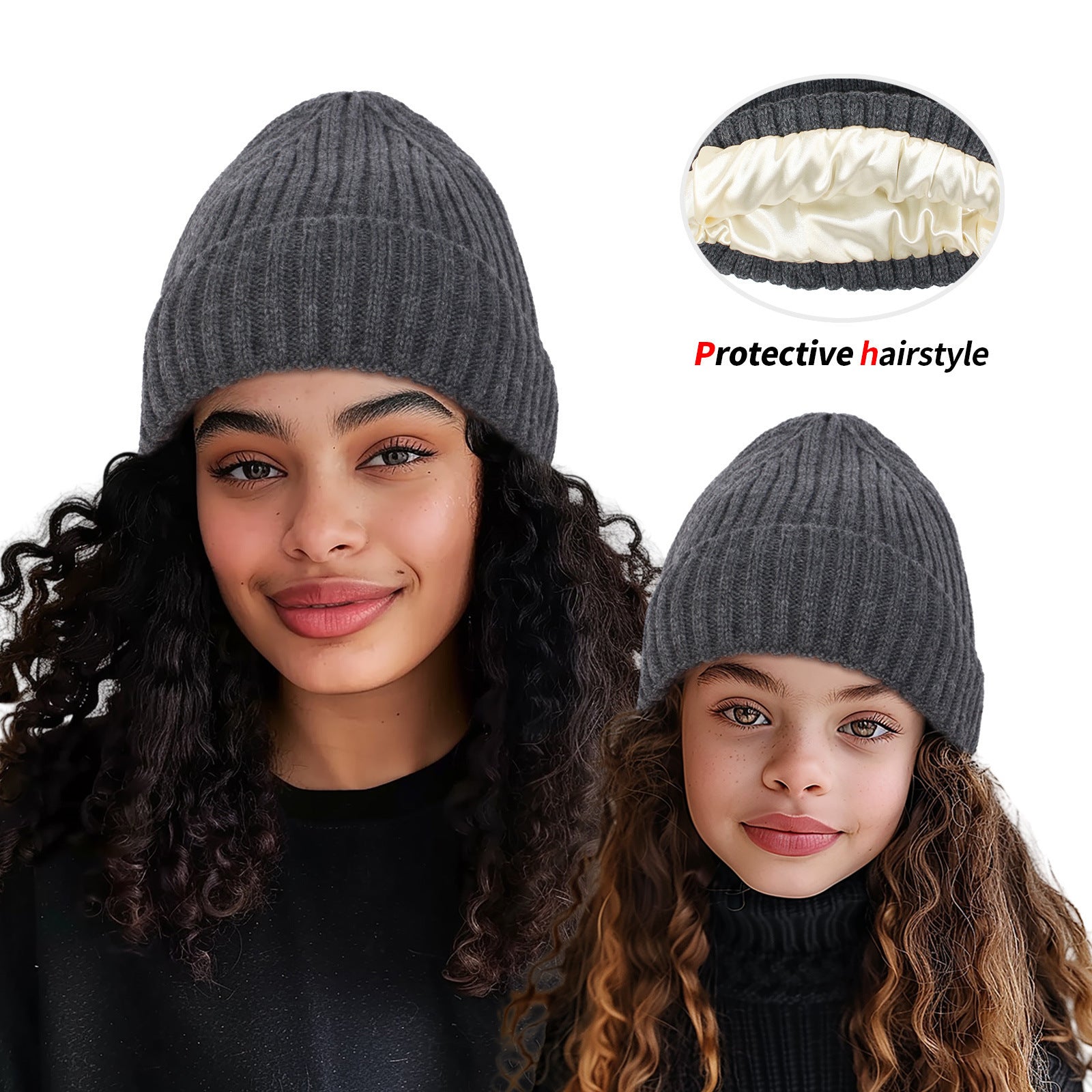 Satin Warm All-matching Slipover Knitted Hat