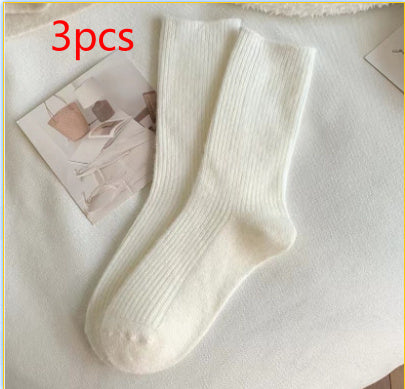 Pure Color All-matching Thickened Thermal Middle Tube Wool Socks Children