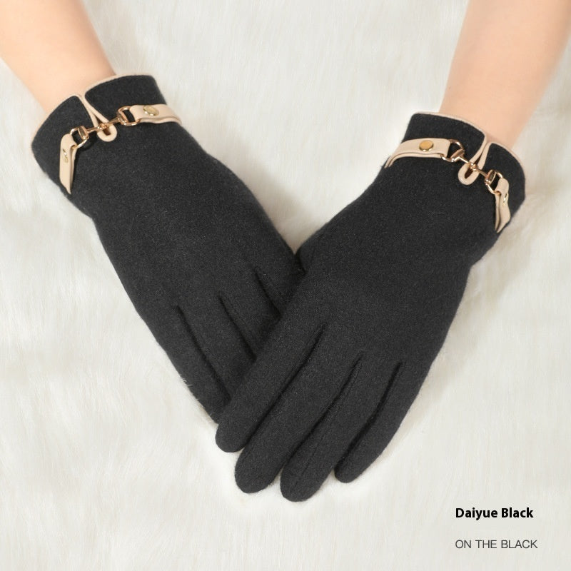 Cold Protection In Autumn And Winter Windproof Fleece Thick Touch Screen Warm Gloves