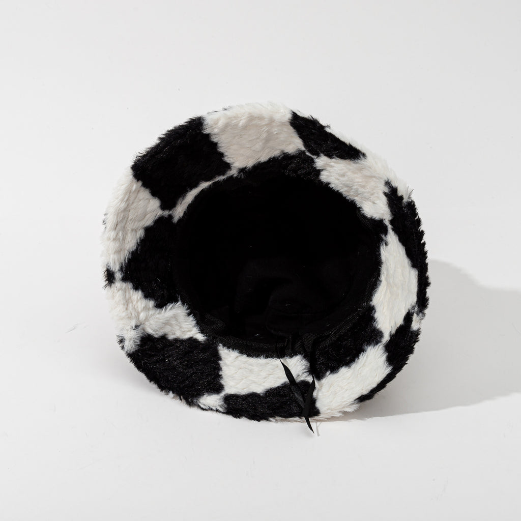 Square Plaid Plush Fisherman Hat