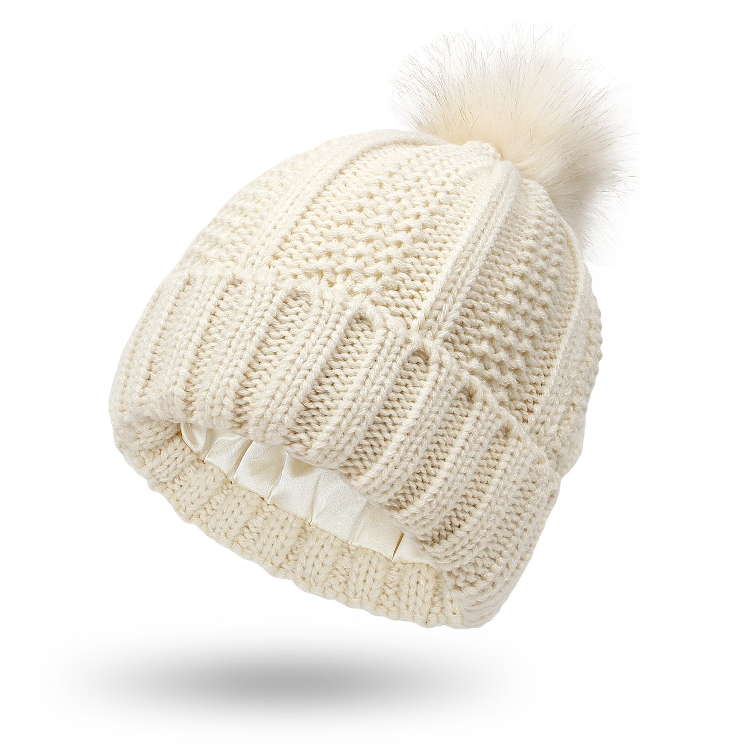 Woolen Cap Knitted Protection Hairstyle Silky Stretch Satin Knitted Hat