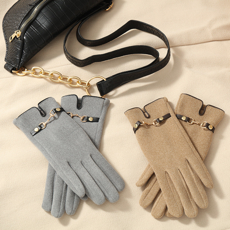 New German Velvet Gloves Women's Plush Warm Lovely And Cold Proof