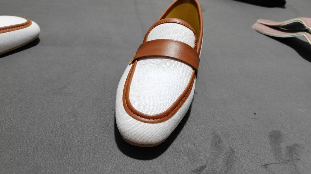 2025 Spring And Autumn Independent Station Supply Casual Flat Round Head 40-43 Large Size Slip-on Round Head Loafer Shoes