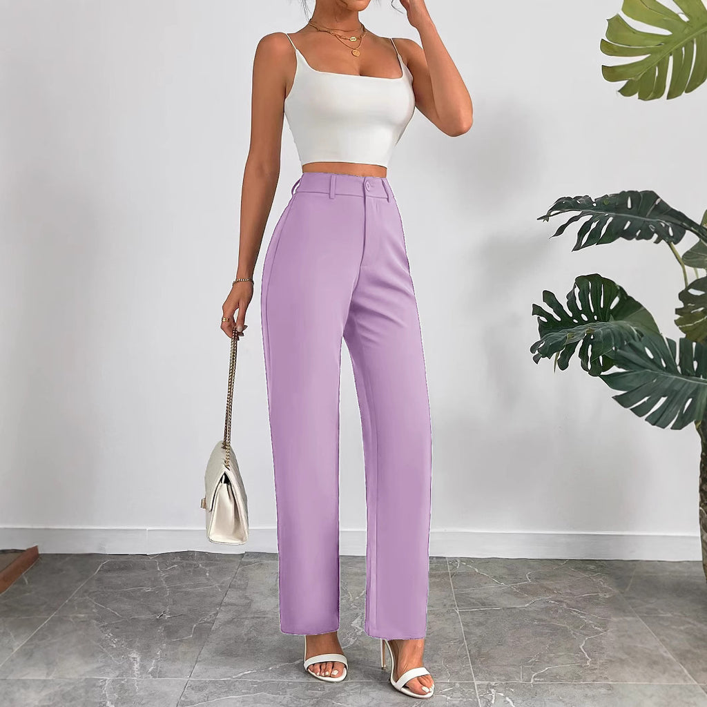Plain Women's Clothing Temperament Leisure Straight-leg Pants