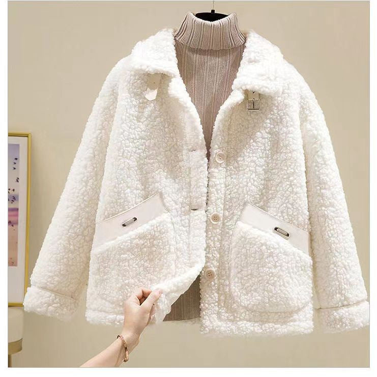 Lamb Wool Fur Integrated Wind-proof And Cold Protection Coat