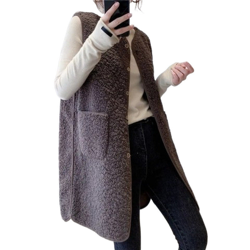 Lamb Wool Vest Mid-length Fur Fashion All-matching