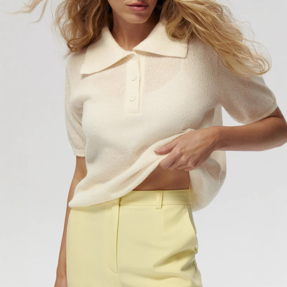 Polo Hollow Knitted Short-sleeved Shirt