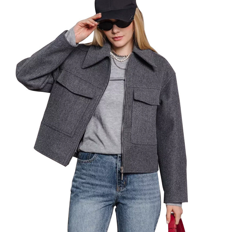 Coat Size Pocket Long Sleeve New Ladies