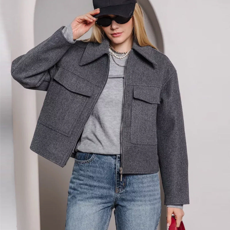 Coat Size Pocket Long Sleeve New Ladies