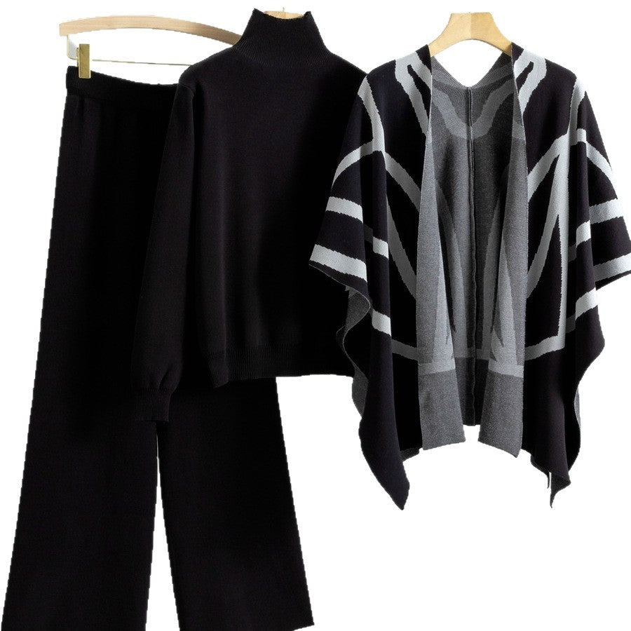 Casual Suit Women's Idle Style Knitwear Three-piece Set