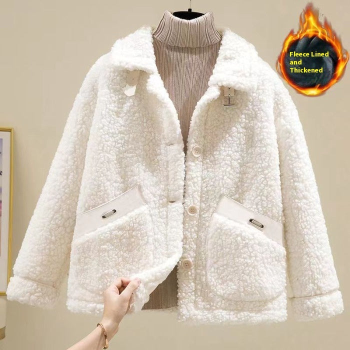 Lamb Wool Fur Integrated Wind-proof And Cold Protection Coat