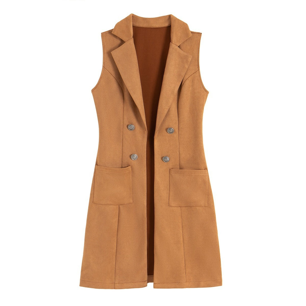 Fashionable Suede Slim-fit Retro Elegant Vest For Women