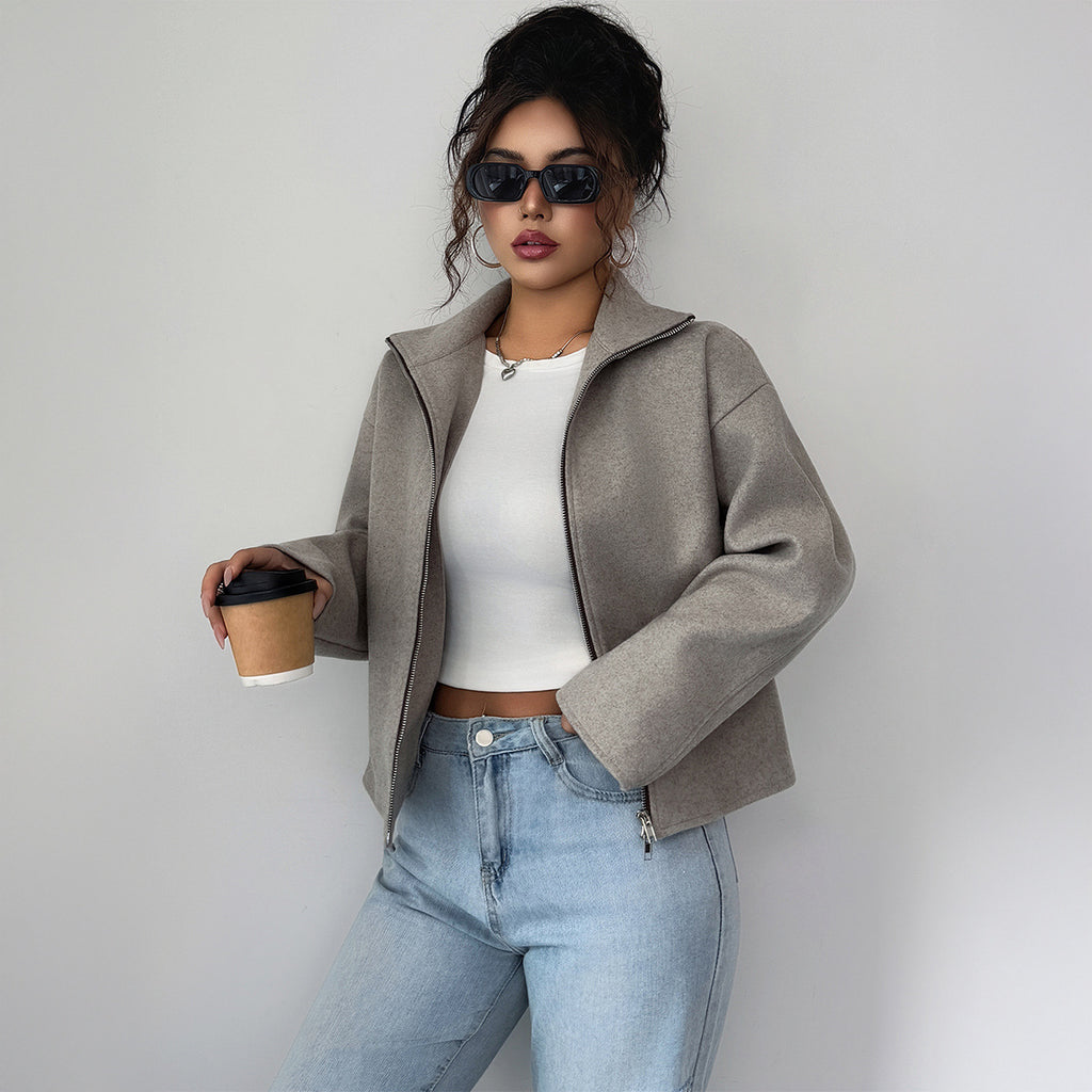 Solid Color Long Sleeve Jacket Coat Women's Clothing