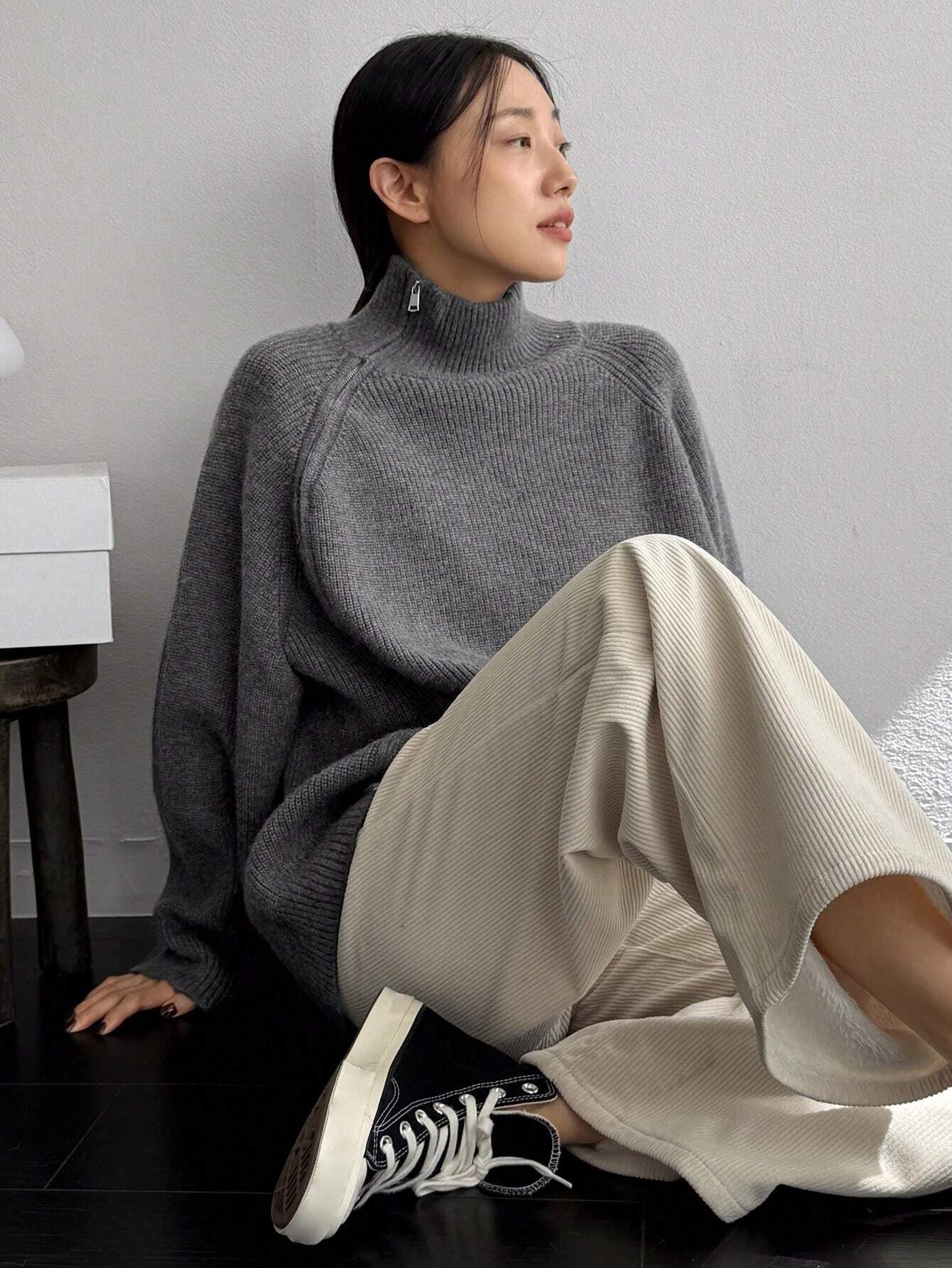 Collar High Collar Open Top Pullover For Women