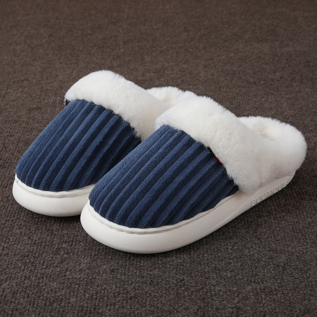 Warme Ribpluche Pantoffels - comfortabele Winter Slippers voor Thuis