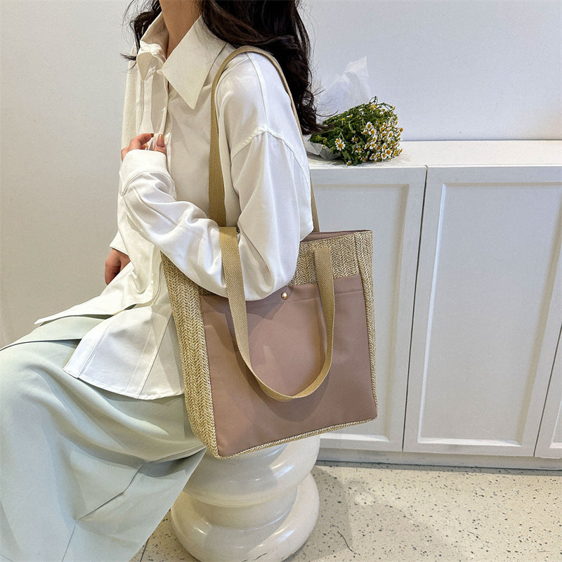 New Simple Casual One Shoulder Retro Large Capacity Tote Commuter Bag