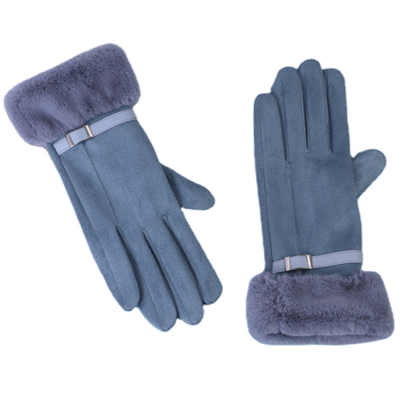 Outdoor Cycling Touch Screen Fleece Thickening Suede Gloves