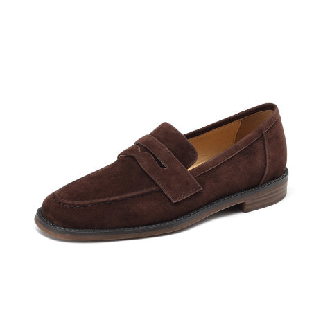 Women's Leather Flat Retro Slip-on Loafers