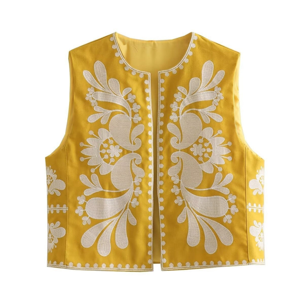 European And American Women's Clothing Sleeveless Embroidered Vest Women's Top
