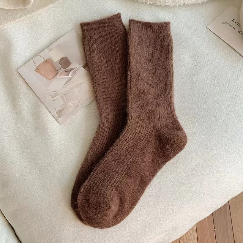 Pure Color All-matching Thickened Thermal Middle Tube Wool Socks Children