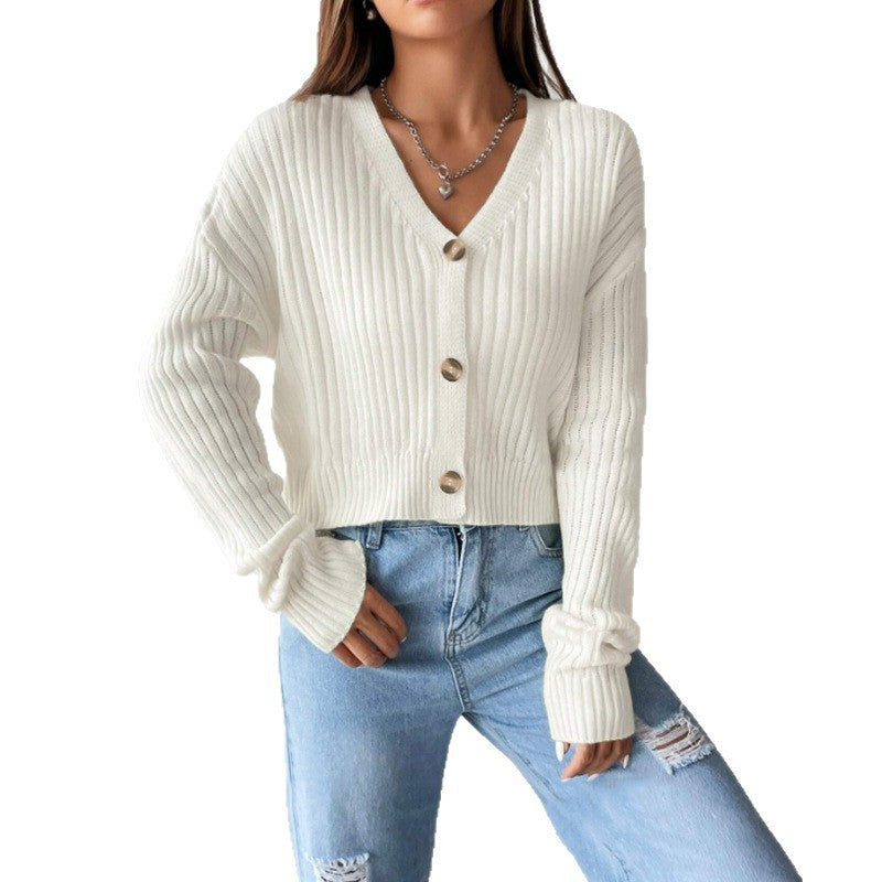 Women's Loose Long Sleeve Knitted Coat Solid Color Breasted Casual