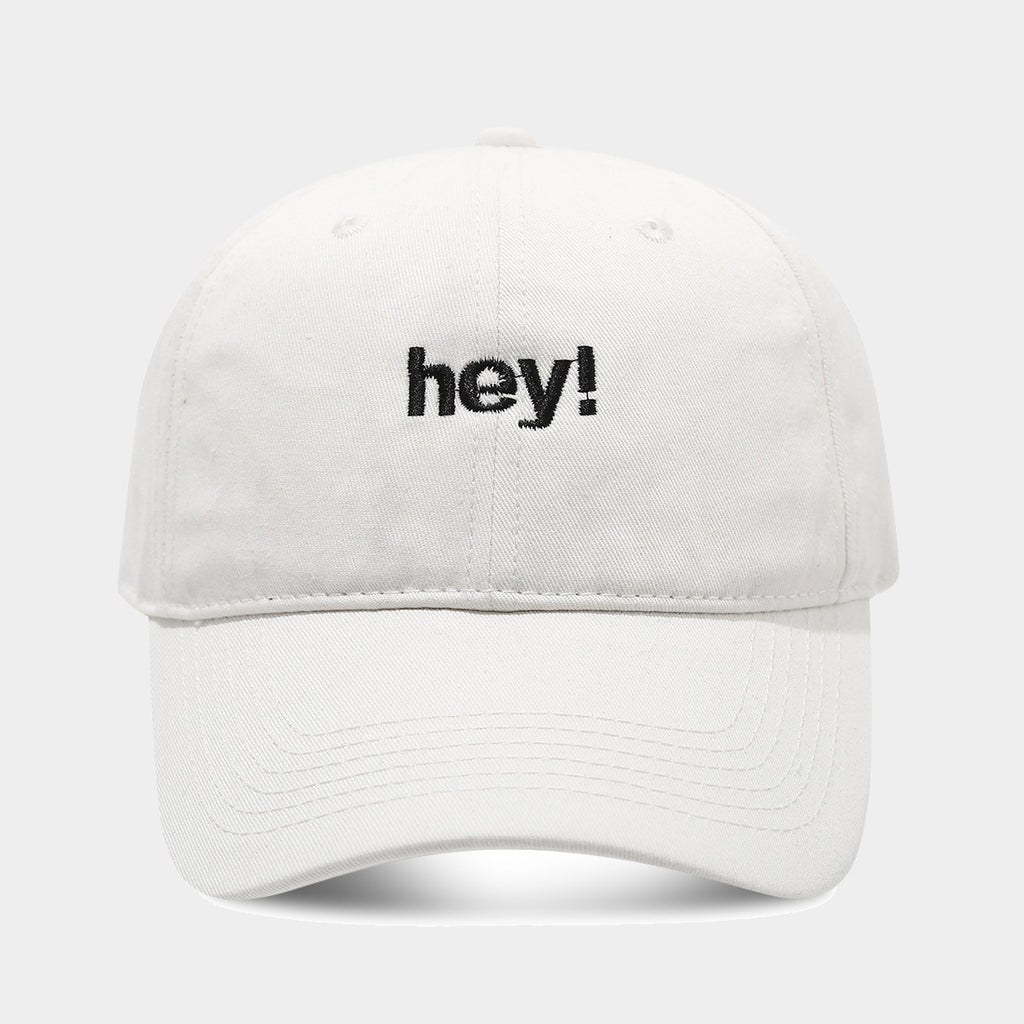 Creative Letters Hey Embroidery Soft Top Peak Cap