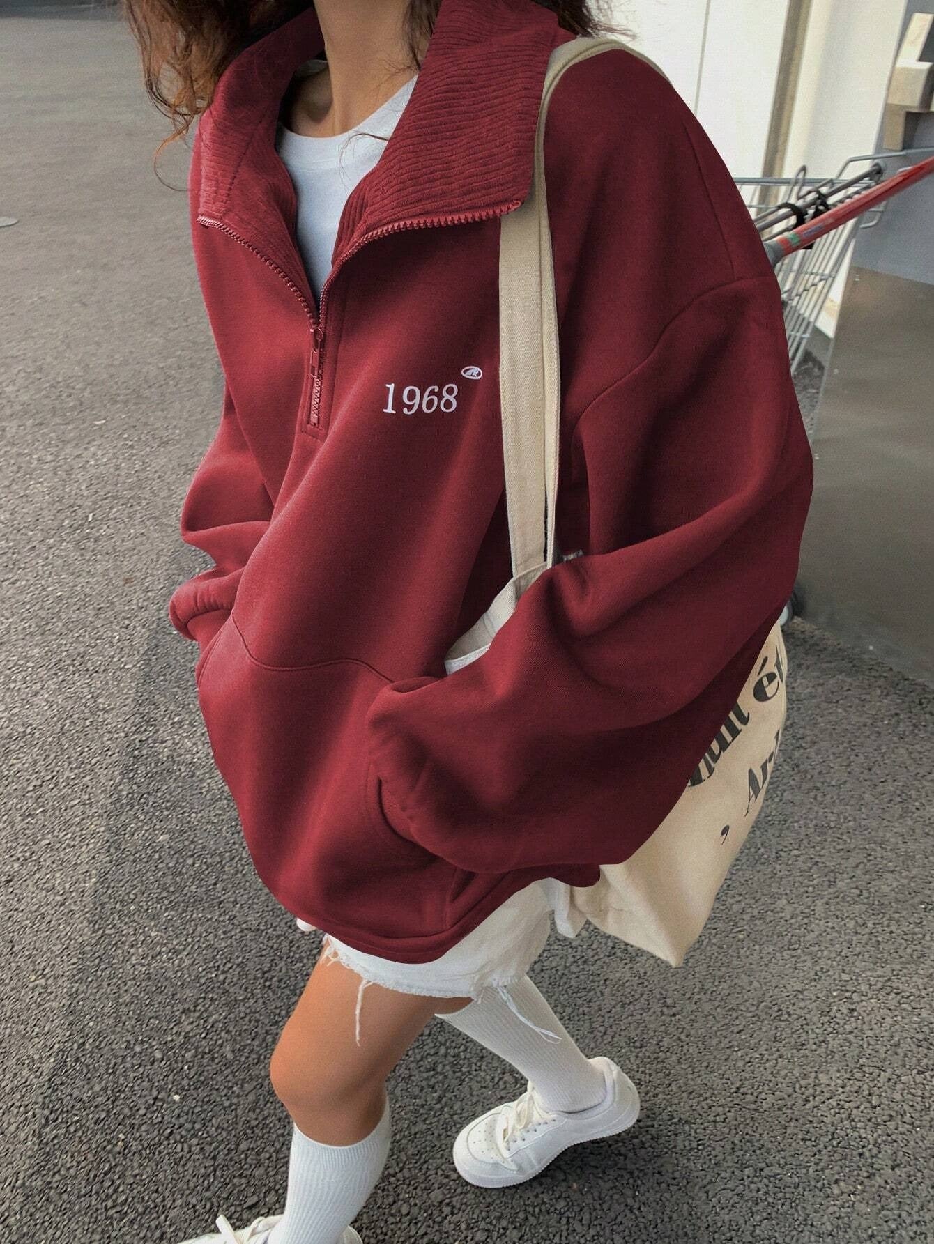 Women's Loose Wool Sports Sweater With A Collar