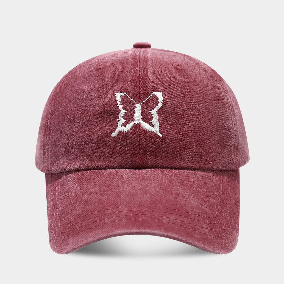 Soft Top Casual Peaked Cap Butterfly Embroidered Sun Hat