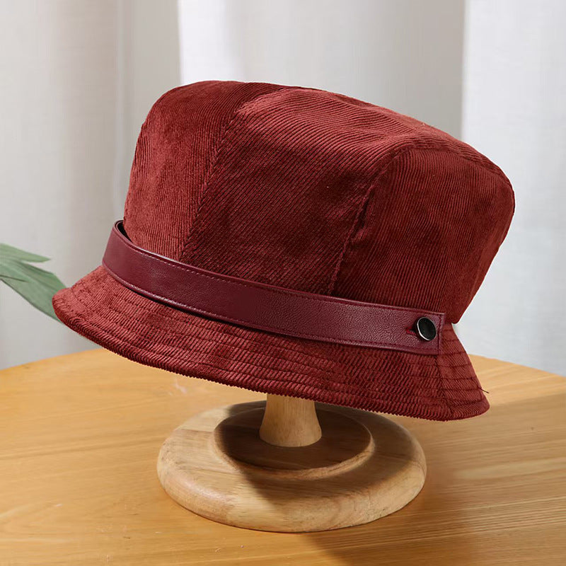 Corduroy Fisherman Hat Children's Autumn And Winter High-grade Hepburn Style