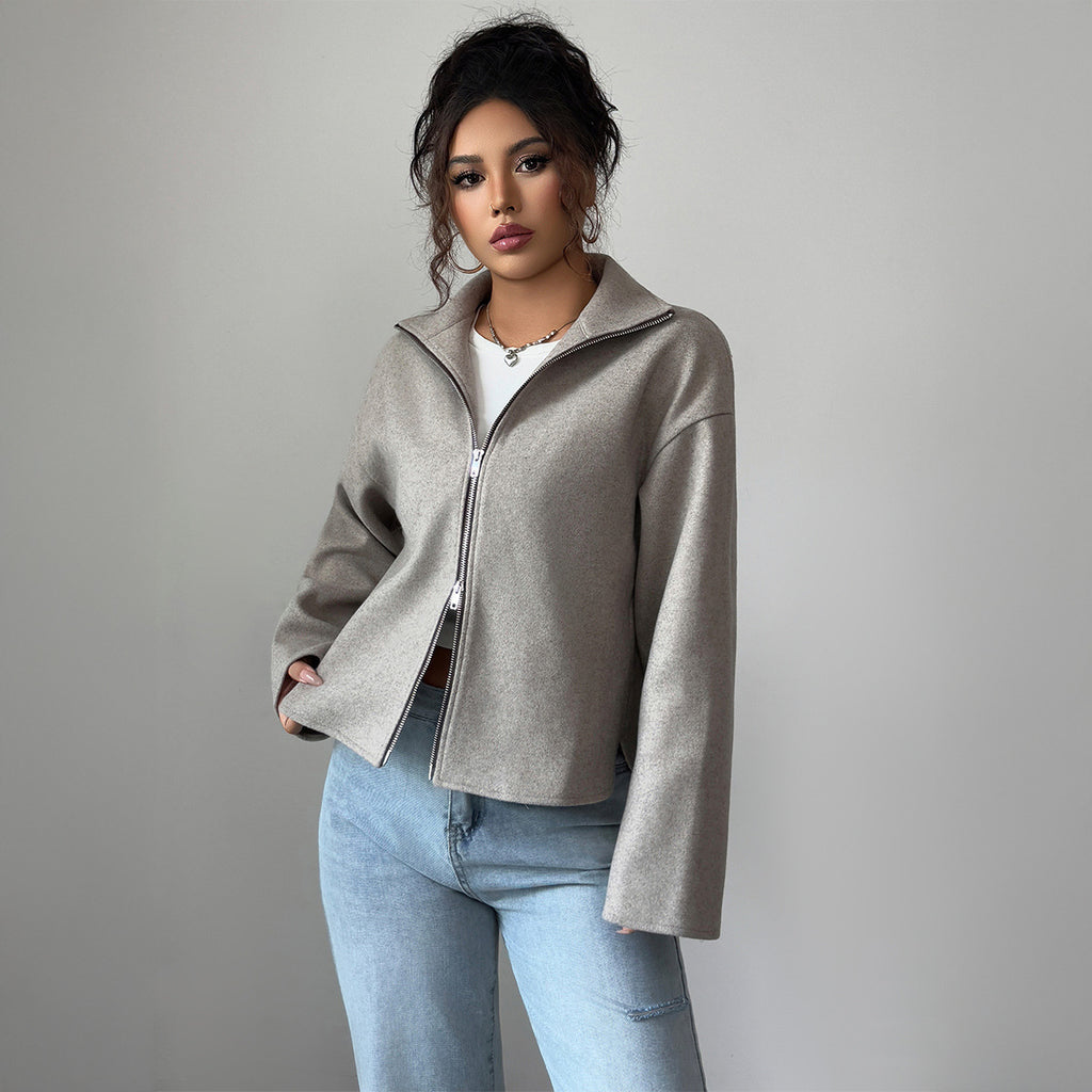 Solid Color Long Sleeve Jacket Coat Women's Clothing