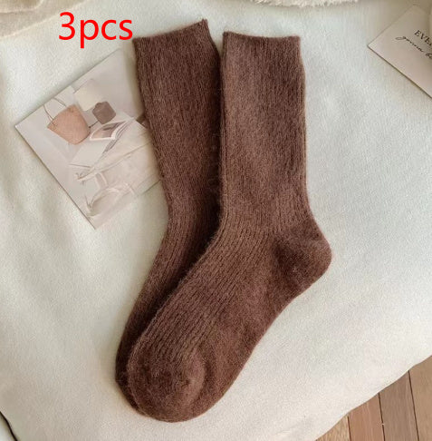 Pure Color All-matching Thickened Thermal Middle Tube Wool Socks Children
