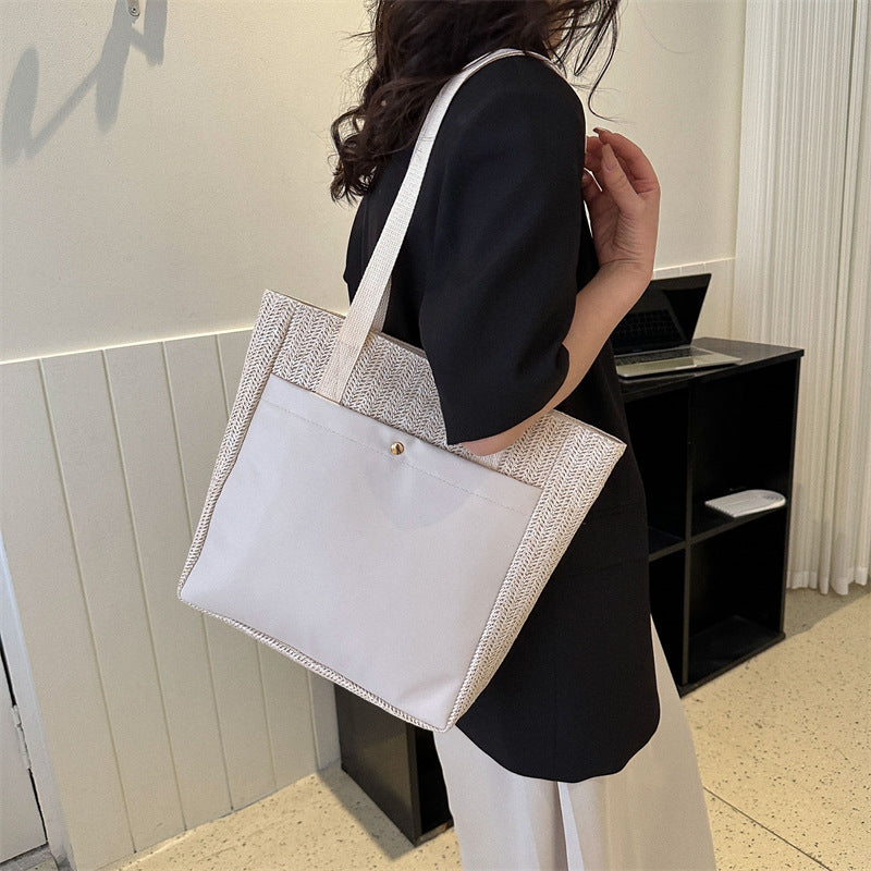 New Simple Casual One Shoulder Retro Large Capacity Tote Commuter Bag