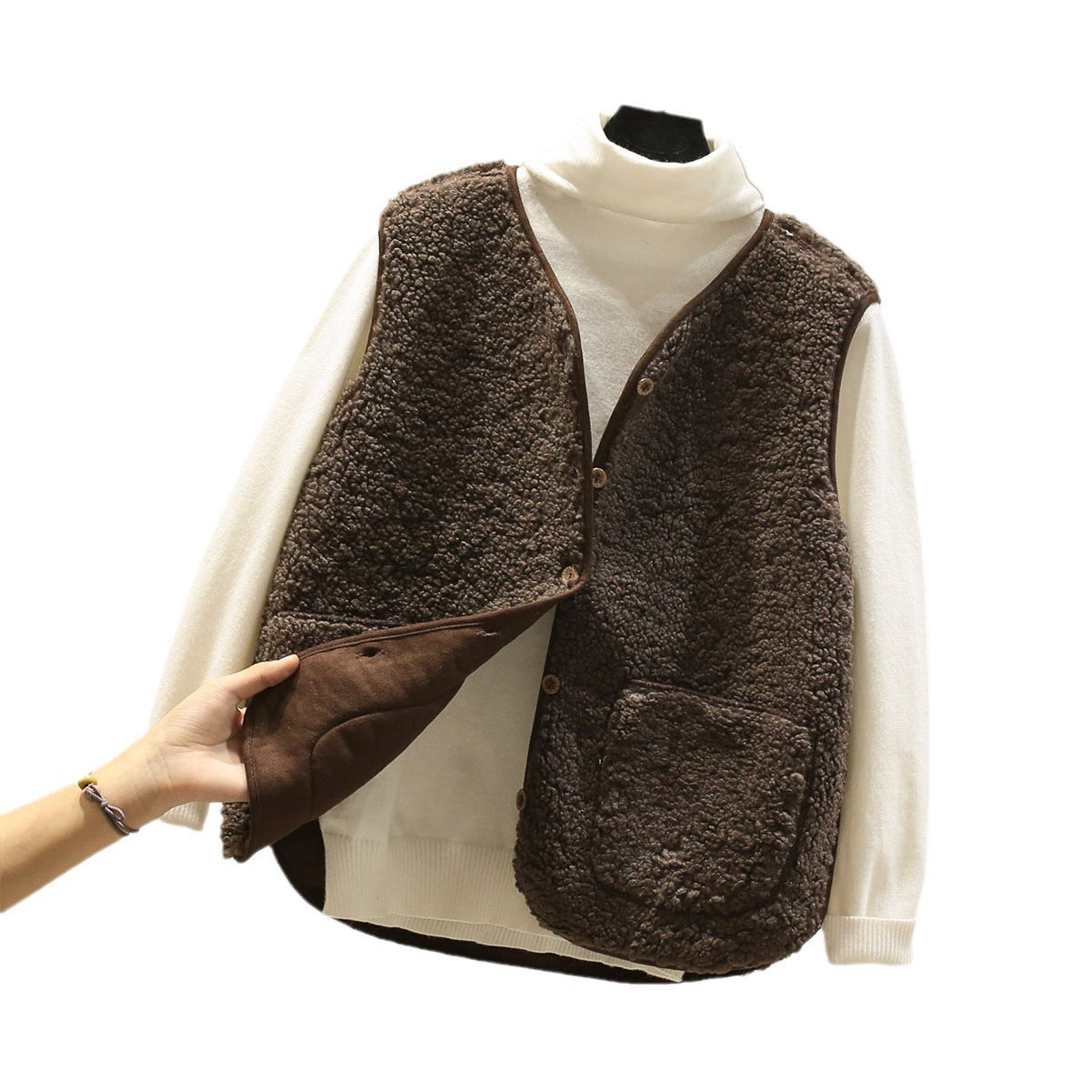 Lamb Wool Vest Women's Short Fur Vest Particle Plush Waistcoat Jacket