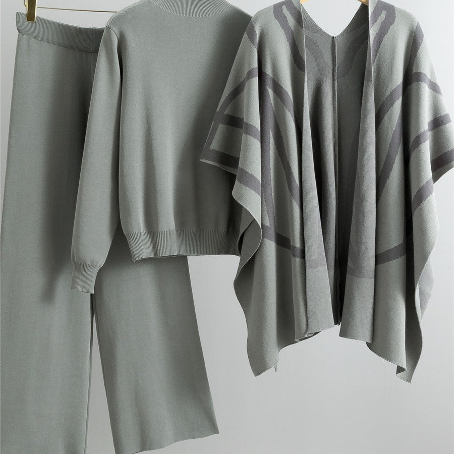 Casual Suit Women's Idle Style Knitwear Three-piece Set