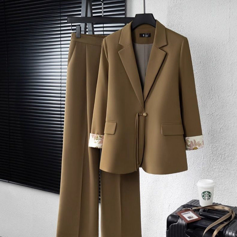 Casual High Waist Trousers Two-piece Suit Women